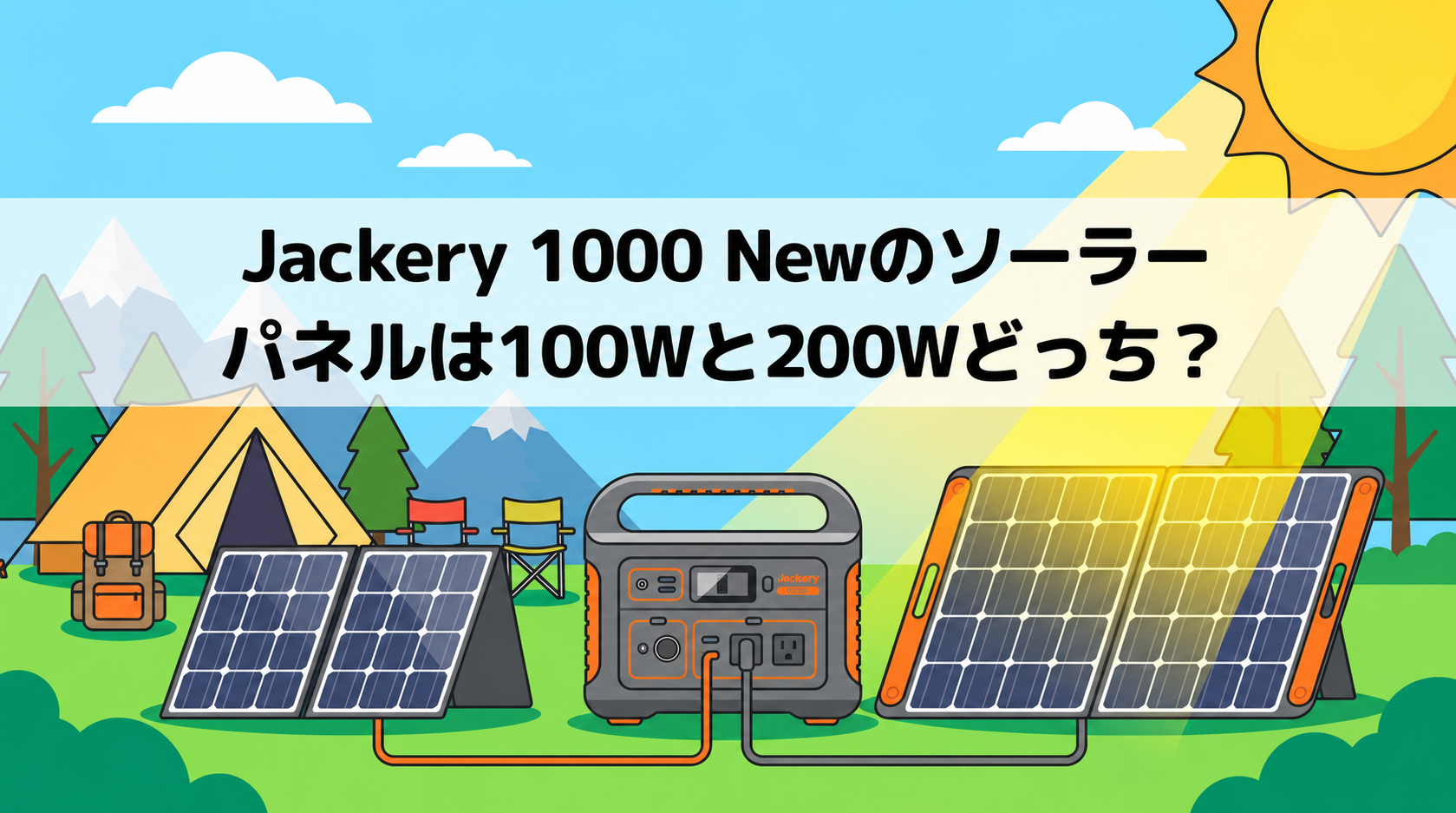 「Jackery 1000 New」のソーラーパネルは100Wと200Wどっち？充電時間の違いと失敗しない選び方