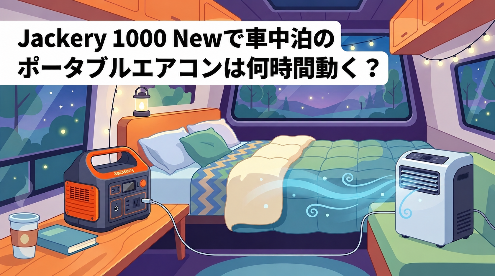 Jackery 1000 Newで車中泊のポータブルエアコンは何時間動く？夏の暑さ対策と失敗しない使い方